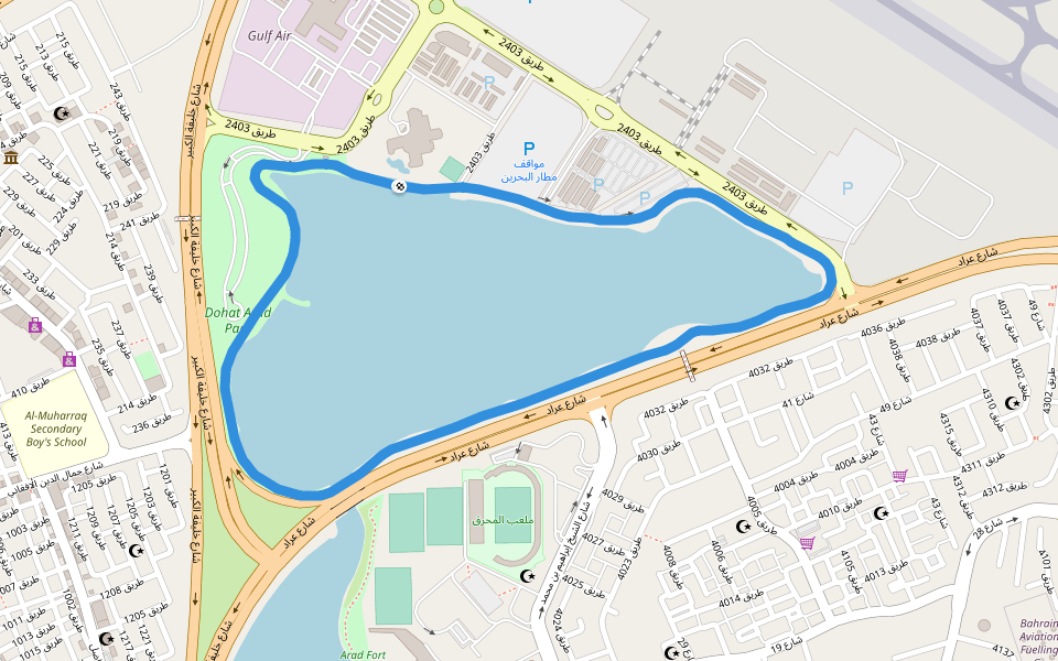 الخليج الفارسي walking route map in Muharraq