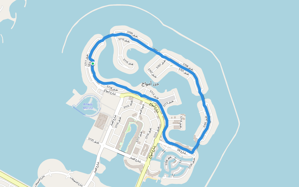 الخليج الفارسي walking route map in Muharraq