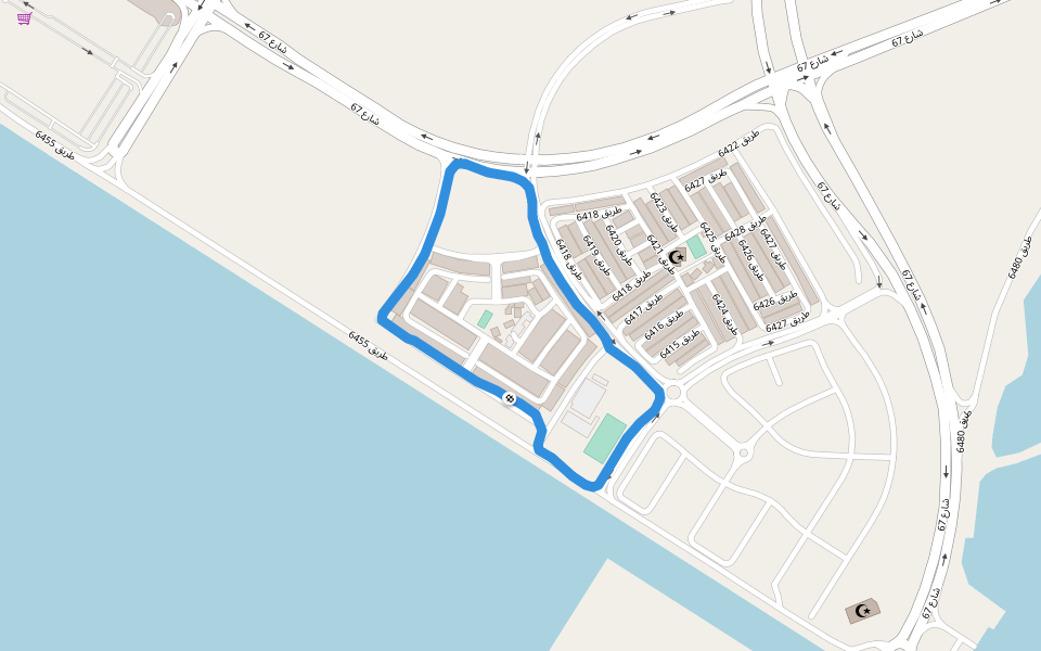 الخليج الفارسي walking route map in Al Hidd