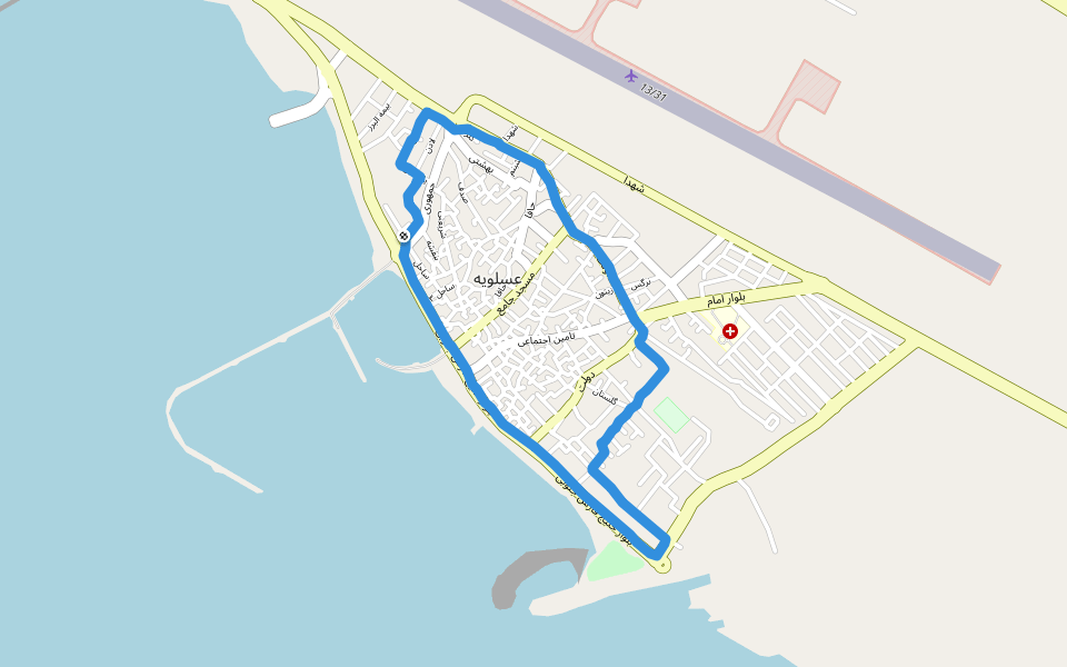 الخليج الفارسي walking route map in Bushehr