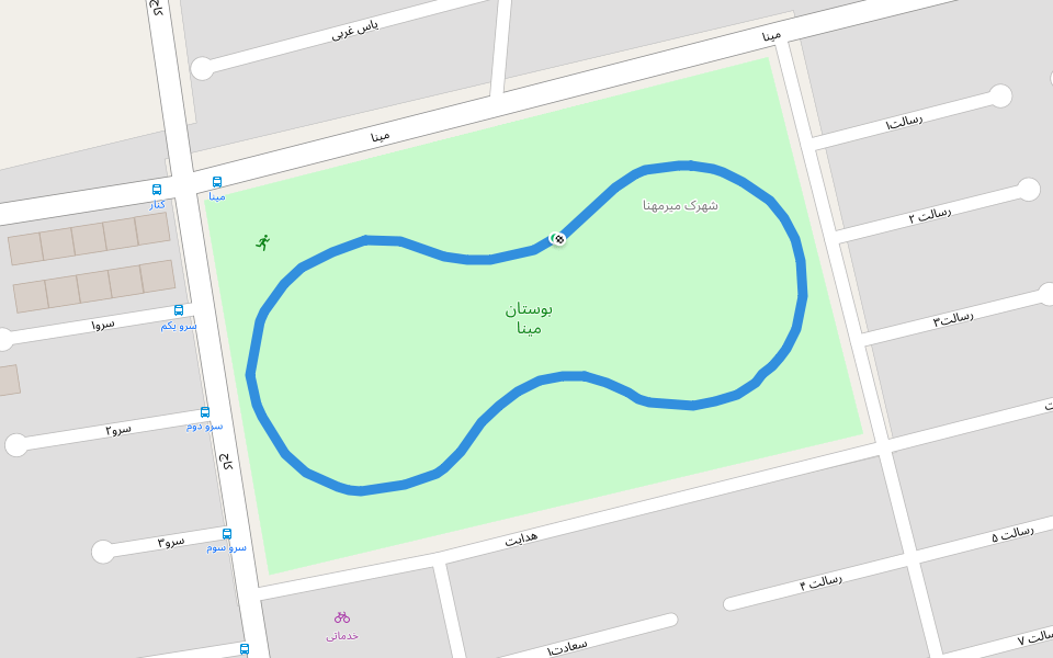 بوستان مینا walking route map in Kish