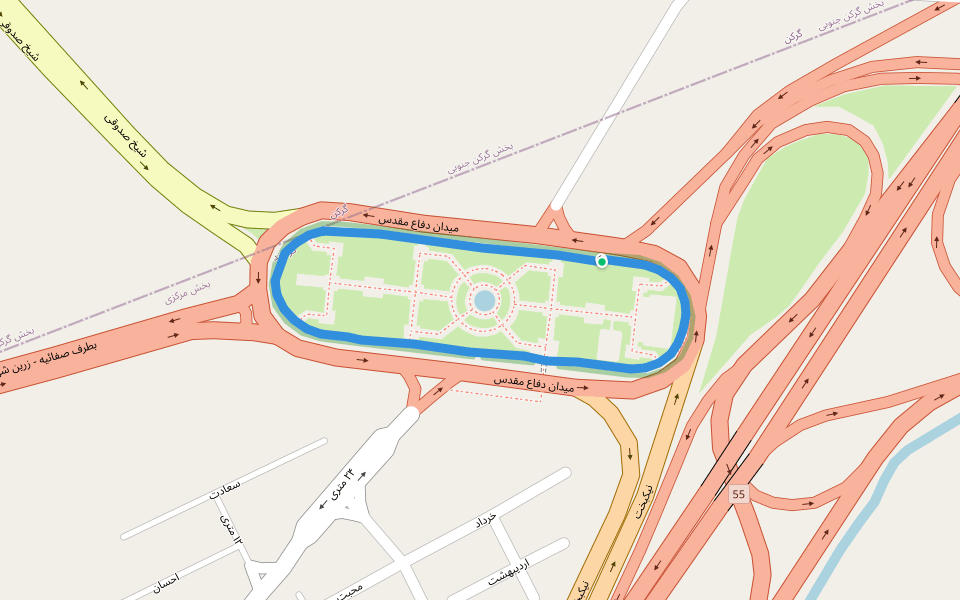 زیرگذر ورودی پارک walking route map in Mobarakeh