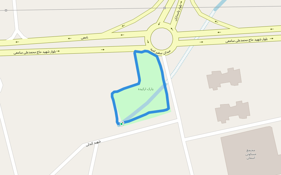 پارک ارکیده walking route map in Yazd