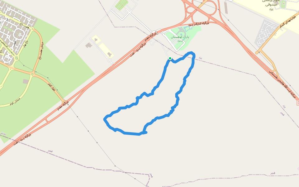 پارک کوهستان یــزد walking route map in Yazd