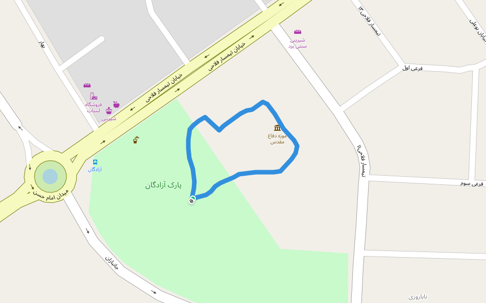 موزه دفاع مقدس walking route map in Yazd