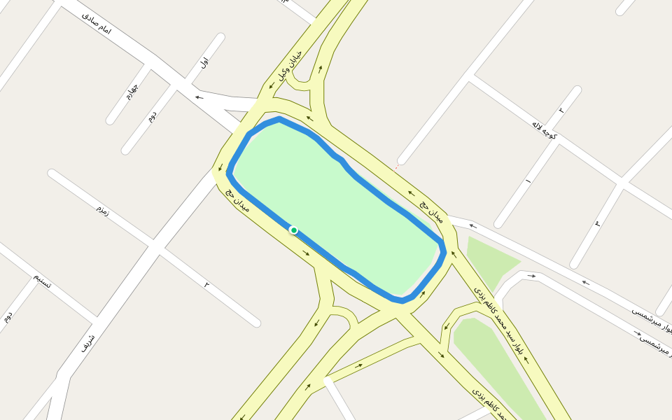 سبحان walking route map in Yazd