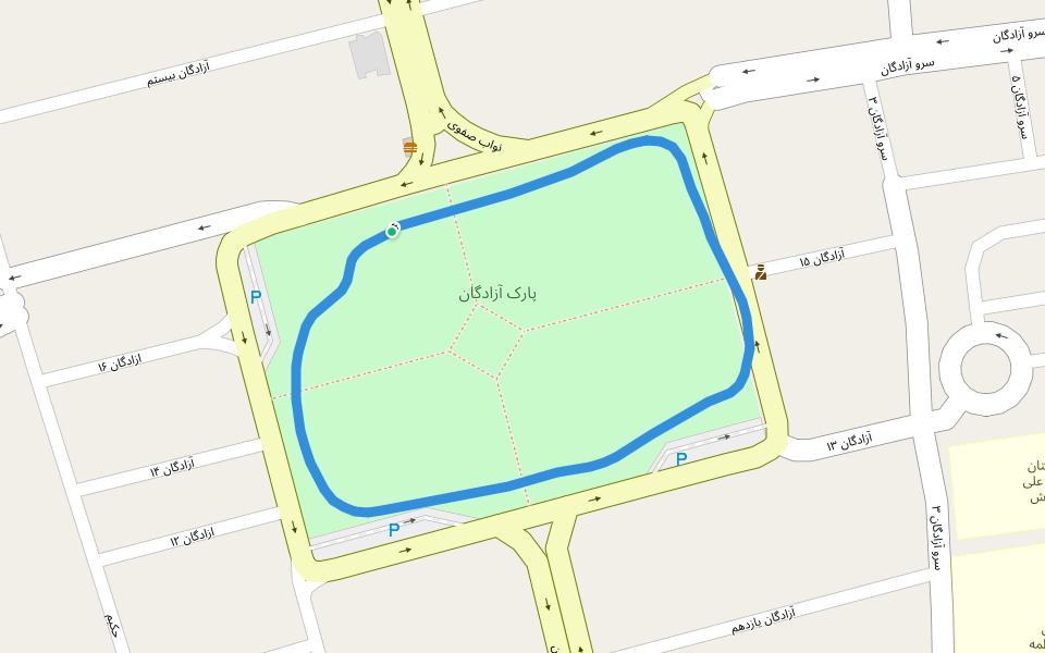 پارک آزادگان walking route map in Kish