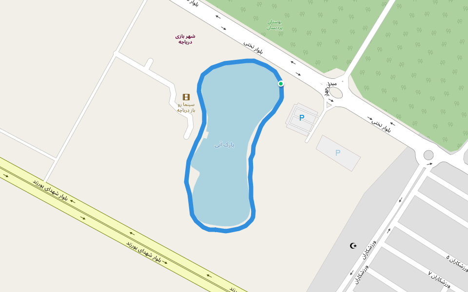 پارک آبی walking route map in Saveh