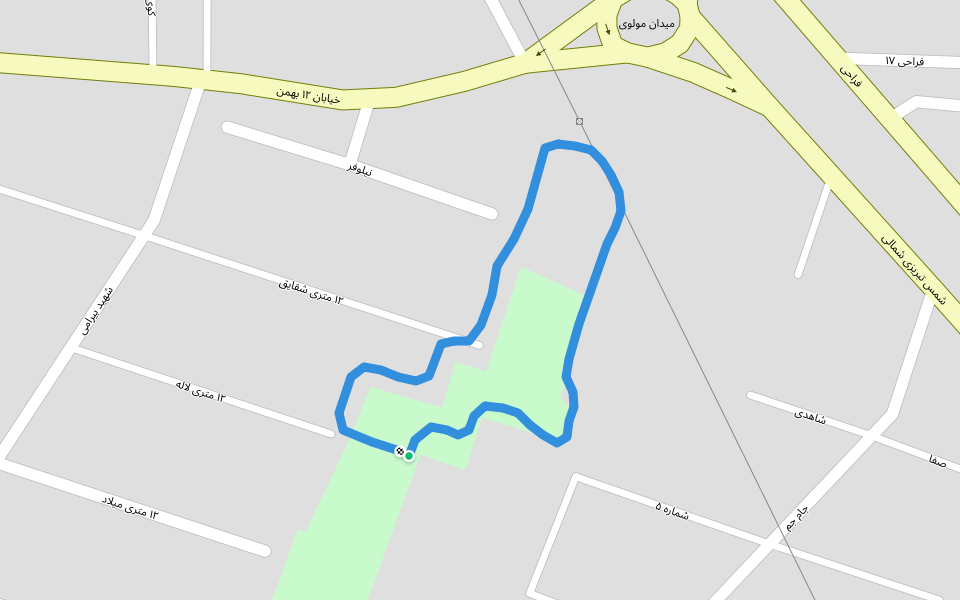 پارک ایثار walking route map in Maraghen