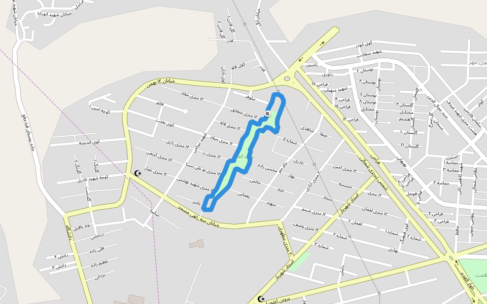 پارک ایثار walking route map in Maragheh