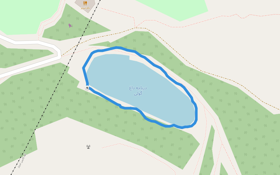 دریاچه داغ گولی walking route map in شیران