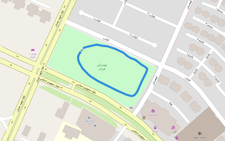 بوستان فدک walking route map in Shahr-e Jadid-e Parand