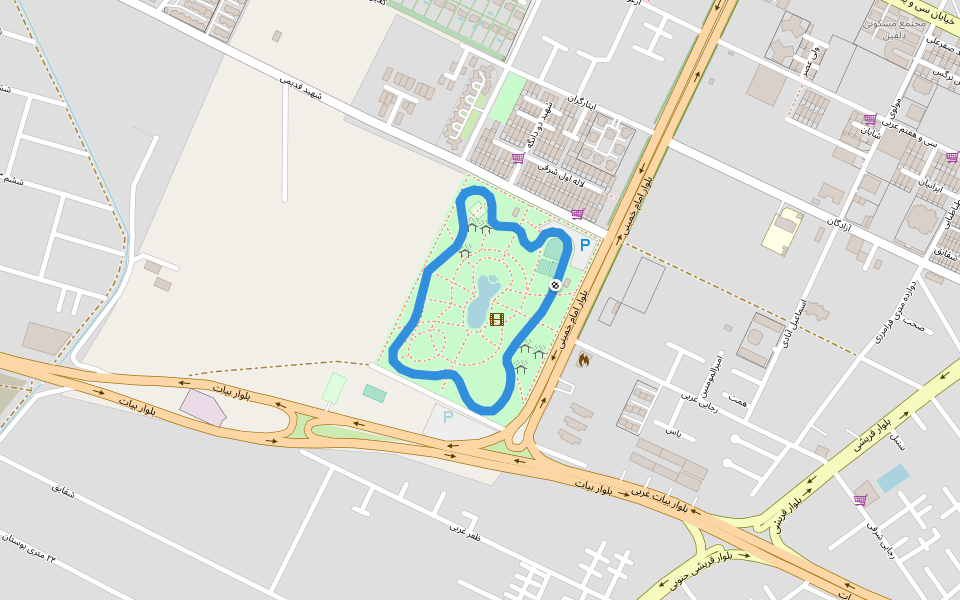 پارک تندرستی walking route map in Andisheh New Town