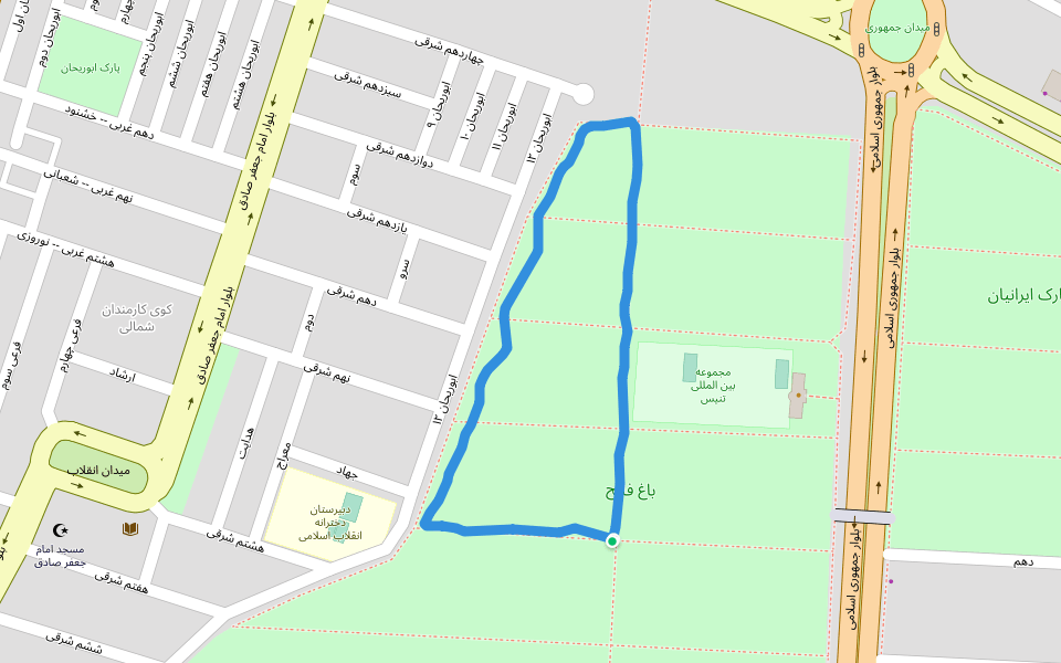 باغ فاتح walking route map in Karaj
