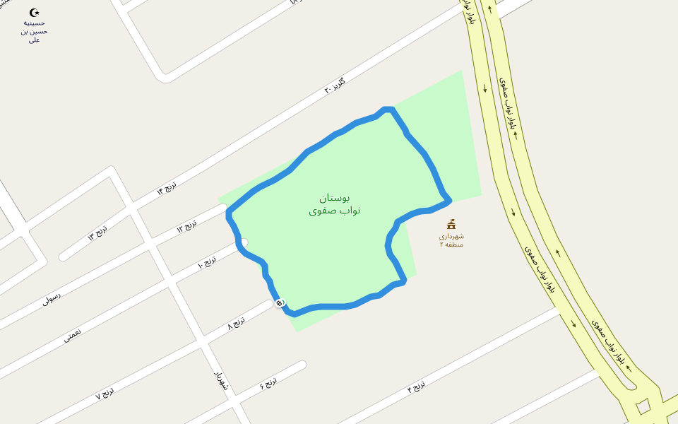 بوستان نواب صفوی walking route map in Eslamshahr