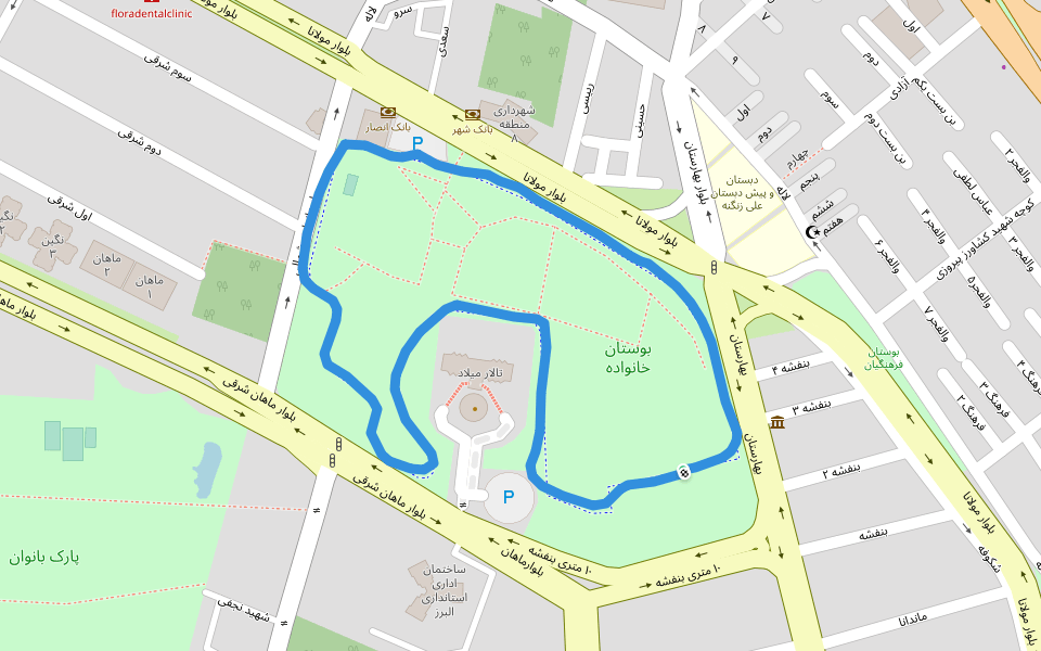 بوستان خانواده walking route map in Andisheh New Town