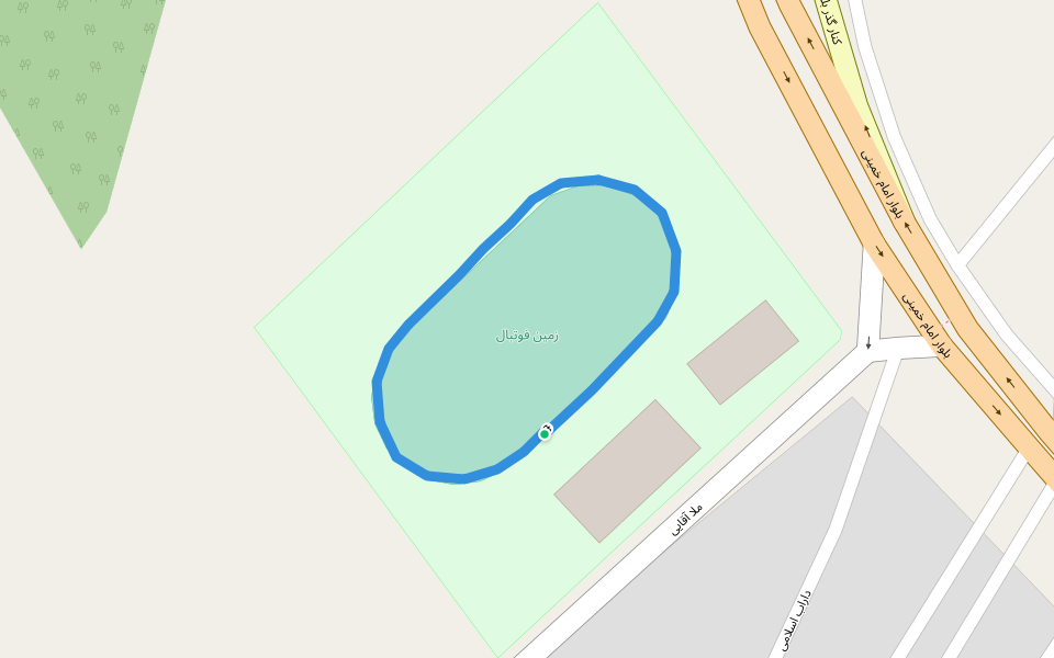 زمین فوتبال walking route map in Bagherabad