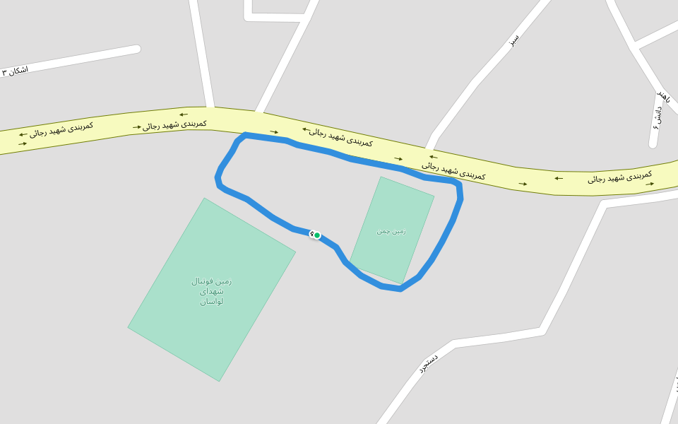 زمین چمن walking route map in Lavasan