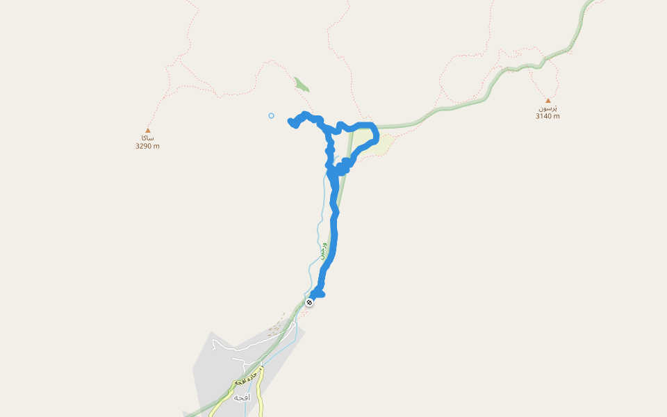 دشت گرچال walking route map in Afjeh