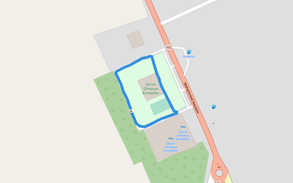 Qazax Olimpiya Kompleksi walking route map in Qazax