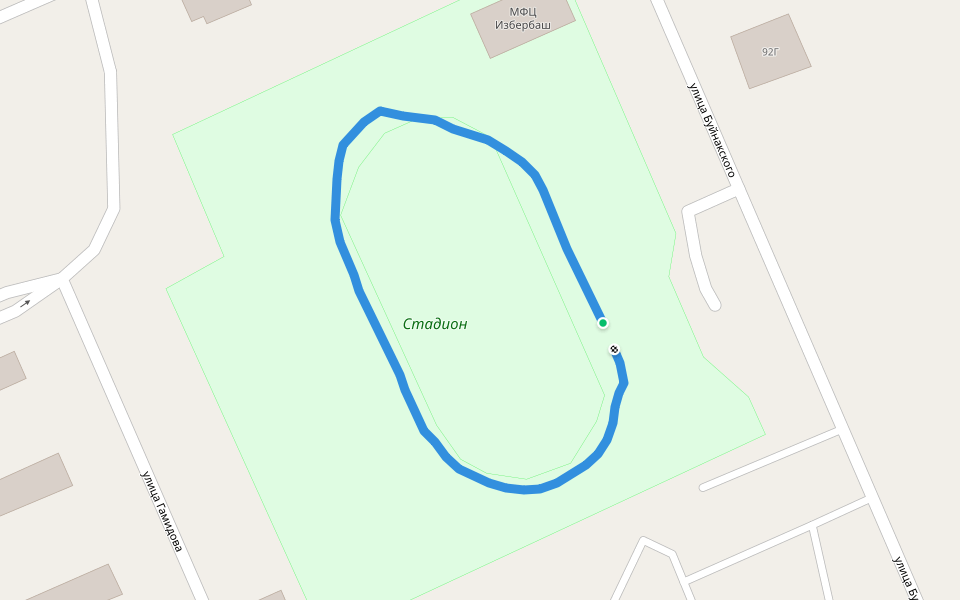 Стадион walking route map in Izberbash