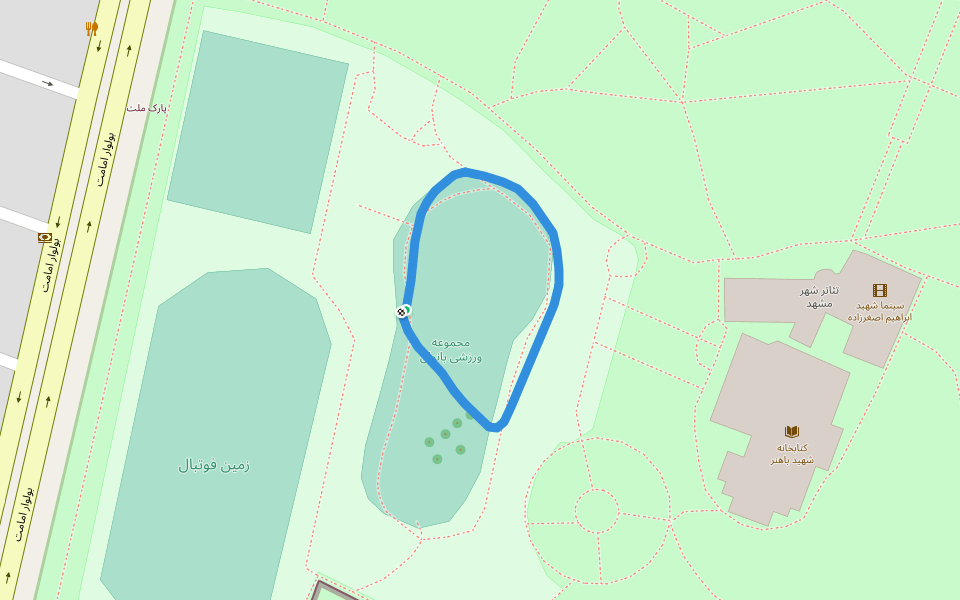 مجموعه ورزشی بانوان walking route map in Mashhad