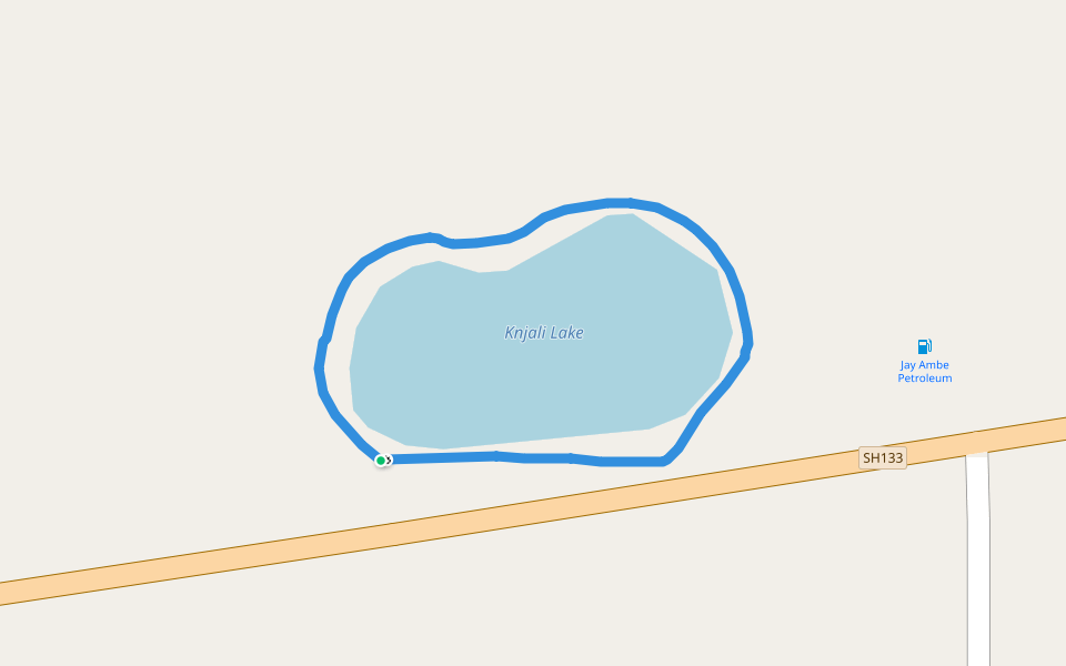 Knjali Lake walking route map in Kadi