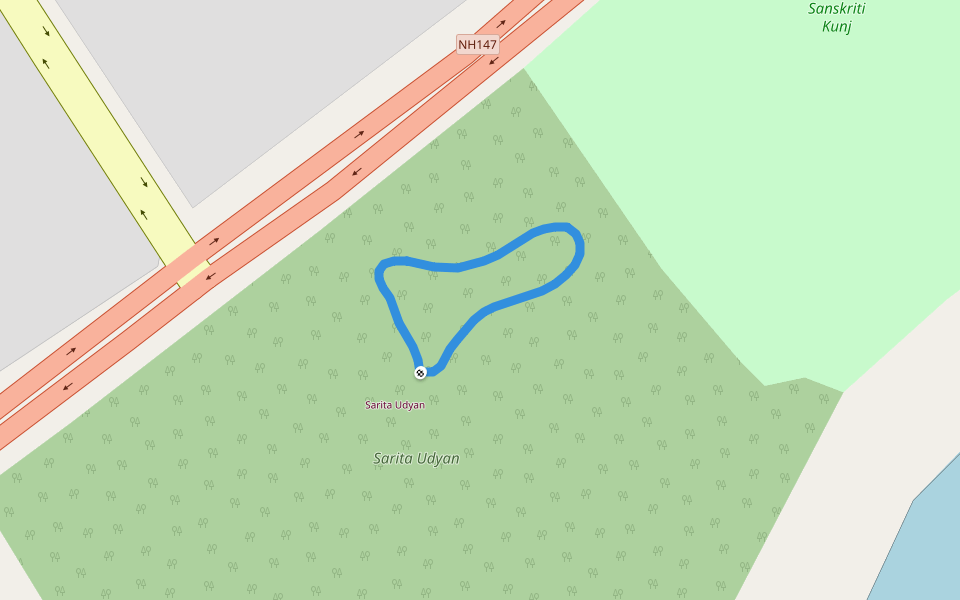 Sarita Udyan walking route map in Gandhinagar