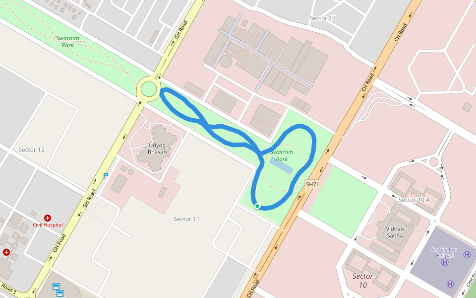 Musical Fountain walking route map in Gandhinagar