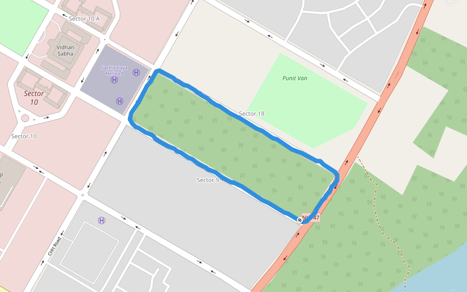 Punit Van walking route map in Gandhinagar