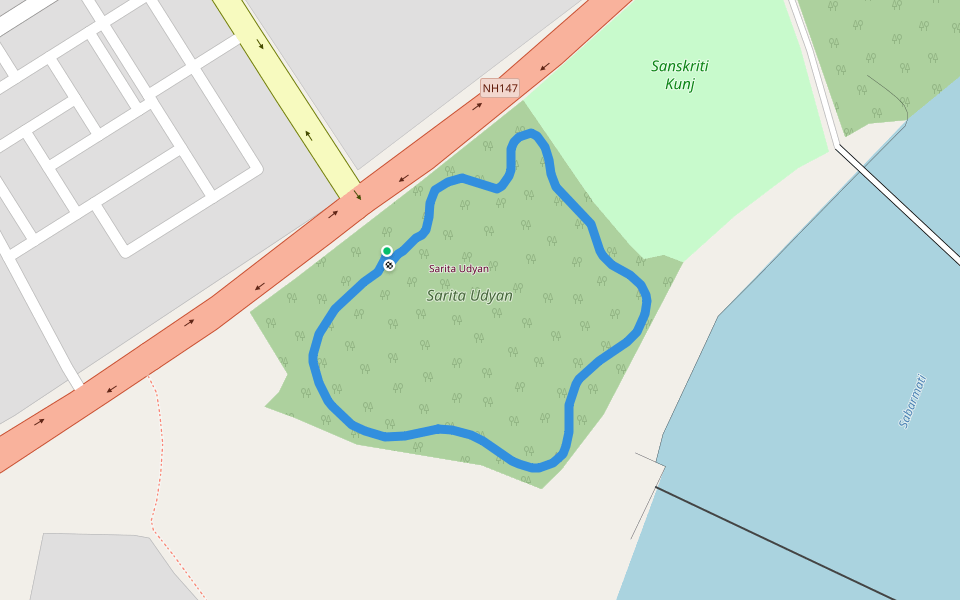 Sarita Udyan walking route map in Gandhinagar