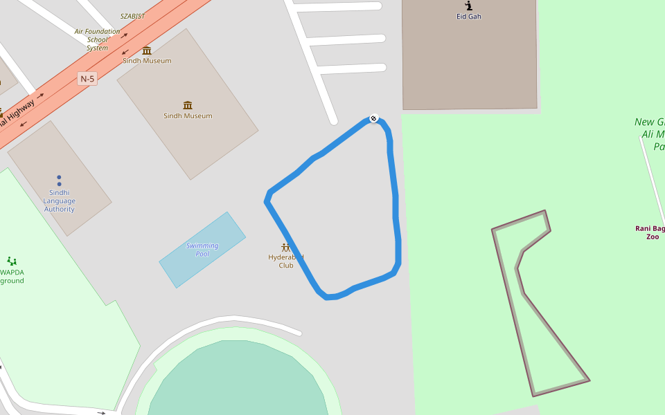 New Ghulam Ali Mirani Park walking route map in Hyderabad