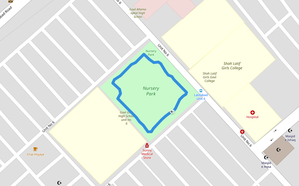 Nursery Park walking route map in Hyderabad