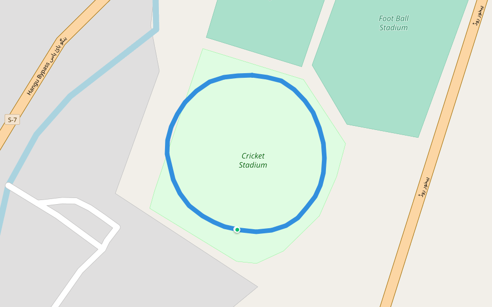 Cricket Stadium walking route map in Kohat