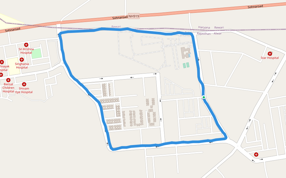 Treehouse Hotel walking route map in Bhiwadi