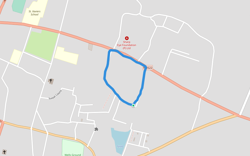 Gandhi Maidan walking route map in Hazaribagh