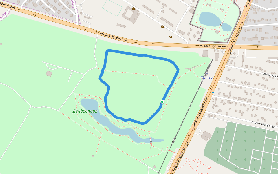 Дендропарк walking route map in Shymkent