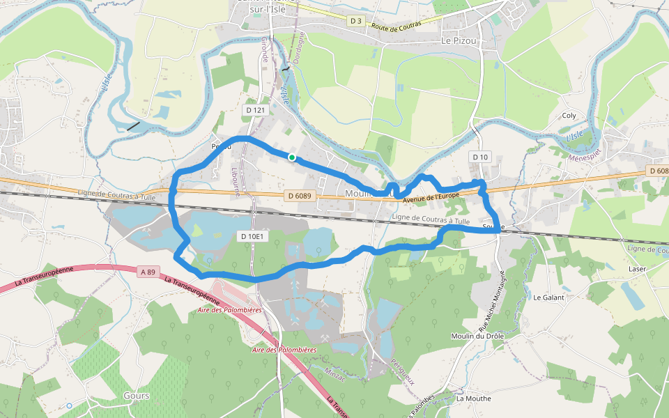 Lsle walking route map in Moulin-Neuf