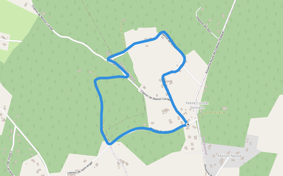 Petite Combe Donzelle walking route map in Château-l'Évêque
