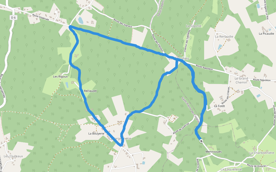 Boucle de la Chapelle walking route map in Saint-Geyrac