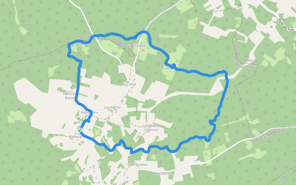 Mon circuit walking route map in Montagnac-d'Auberoche