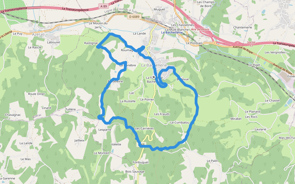 Chemin de La Mare walking route map in La Bachellerie