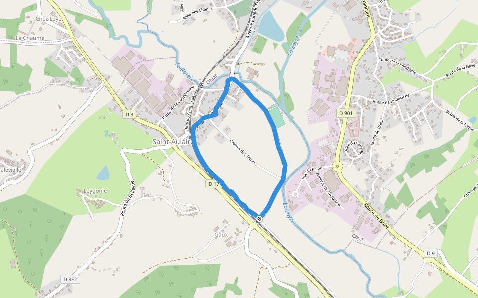 La Loyre walking route map in Saint-Aulaire