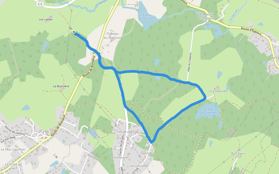Château du Puytison walking route map in Feytiat