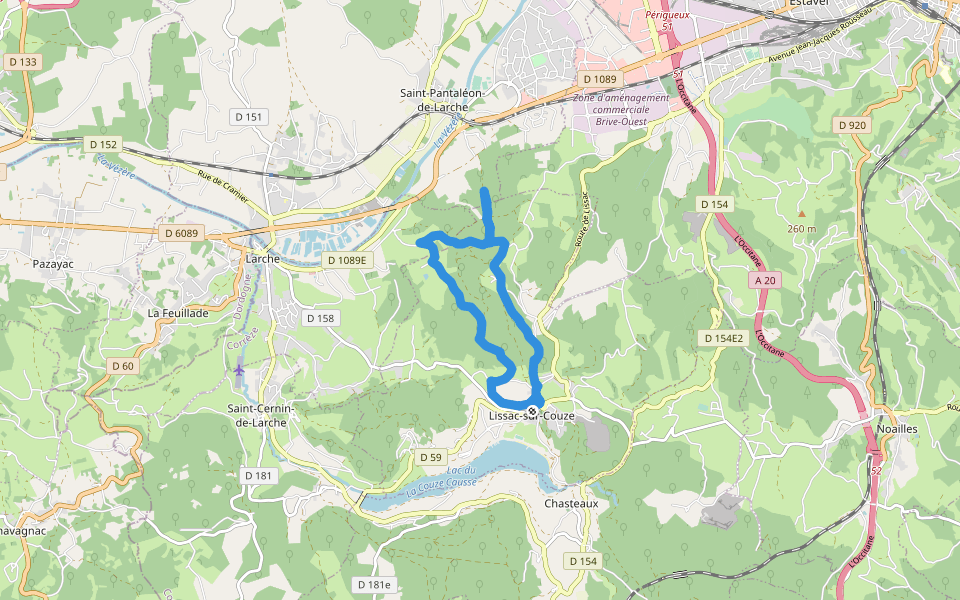 Les Costes walking route map in Lissac-sur-Couze