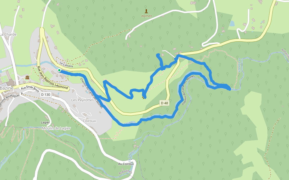dolmen walking route map in Aubazine