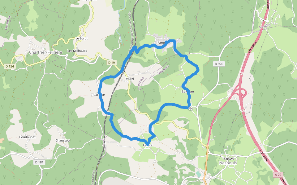 Four banal walking route map in Nespouls