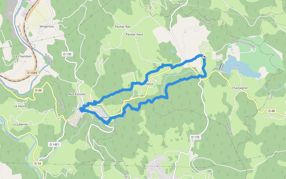 Office de Tourisme walking route map in Aubazine