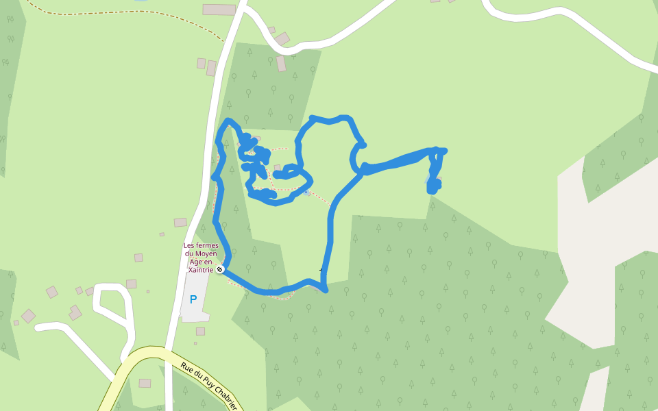 Les fermes du Moyen Age en Xaintrie walking route map in Saint-Julien-aux-Bois
