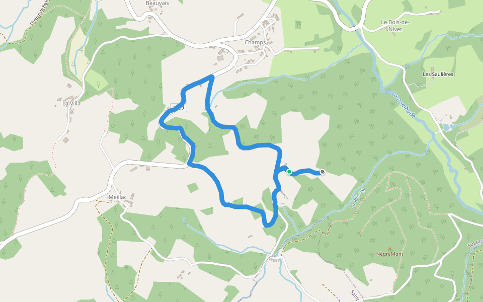 Moulin du Picq  walking route map in Sussac